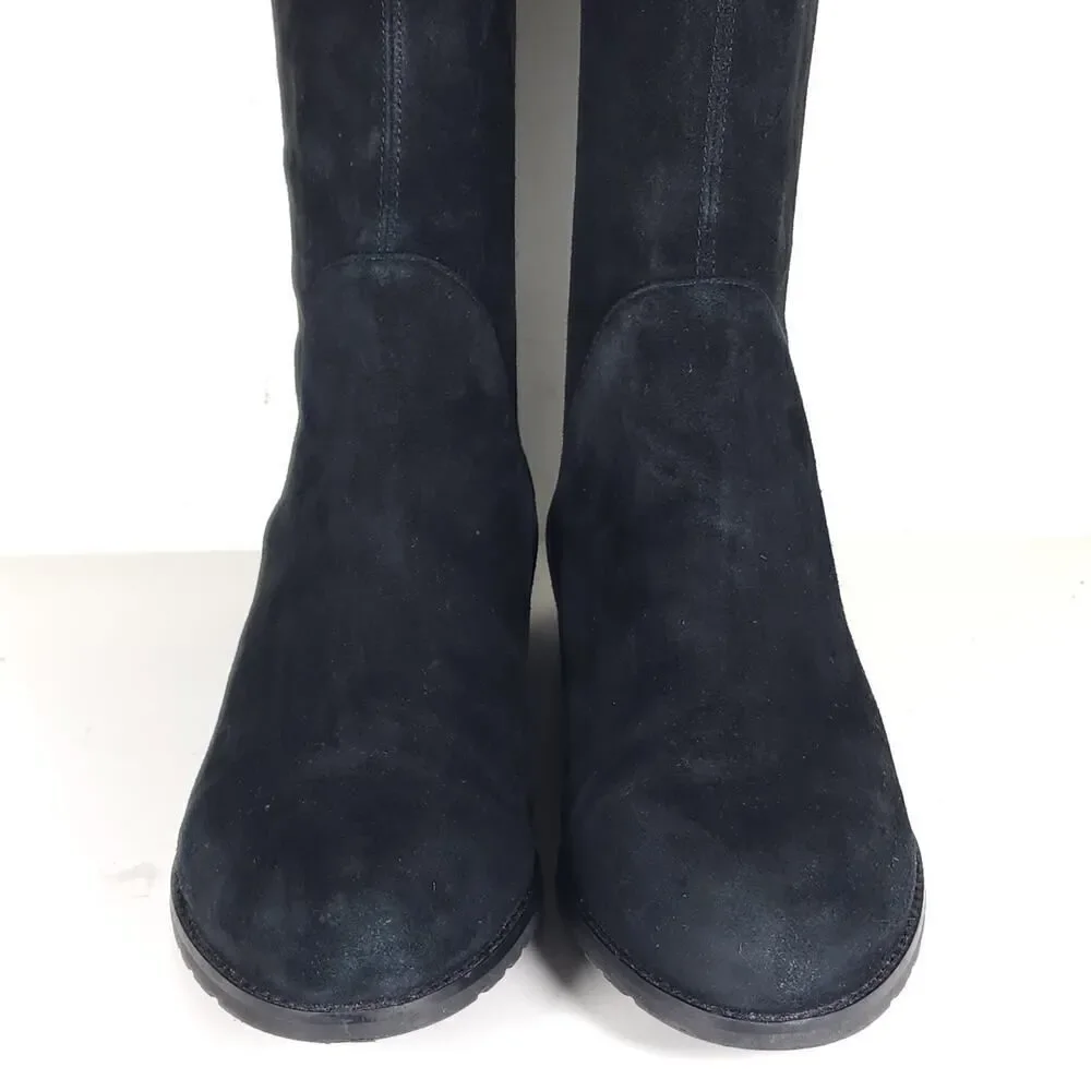 Stuart Weitzman Women's Lilene US 9 Black Suede Stretch Pull On Knee High Boots